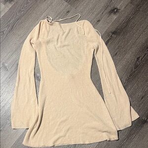 Meshki Beige Long Sleeve Knit Dress